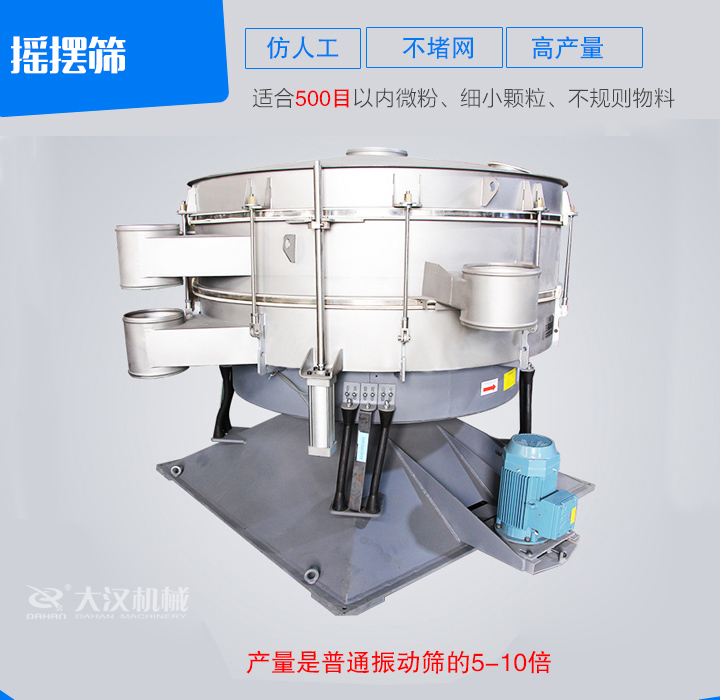 搖擺篩仿人工篩分原理,操作方便,不堵網。